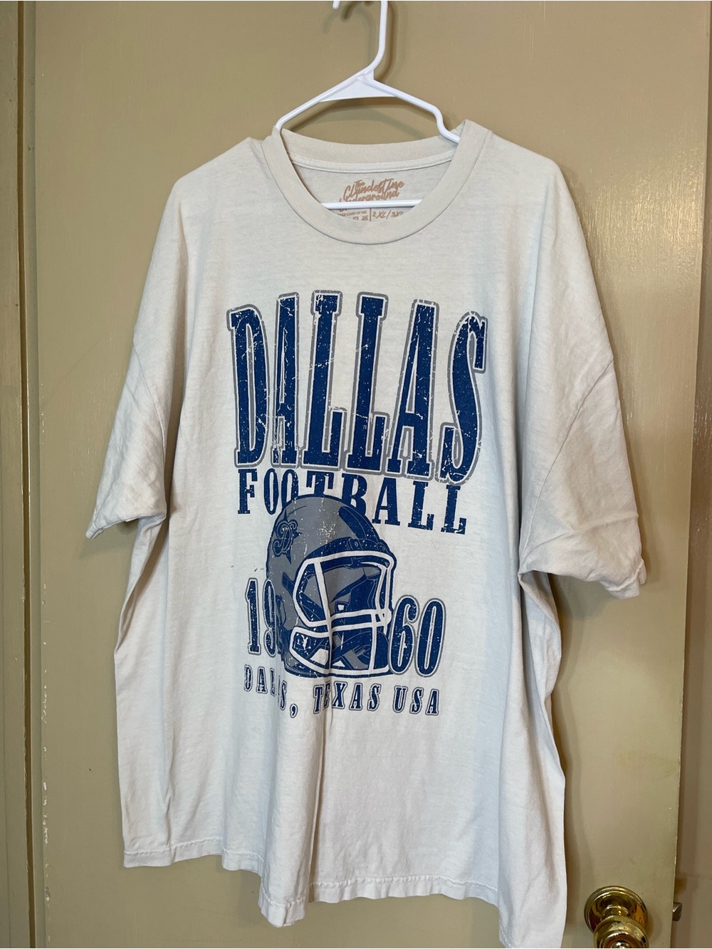The Clandestine Underground Dallas Football Graphic Tee - White with Blue Print